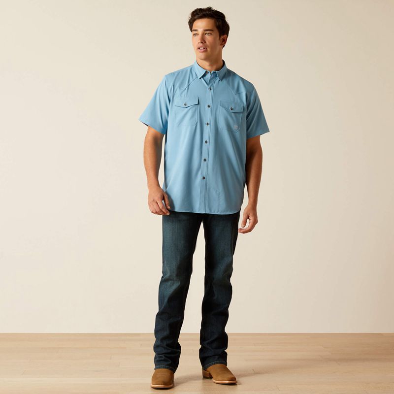 Ariat Venttek Western Fitted Shirt Niebieskie Polska | TAONGS-687