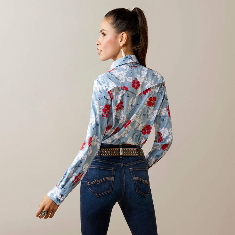 Ariat Western Venttek Stretch Shirt Czerwone Białe Niebieskie Polska | CZWLSD-760