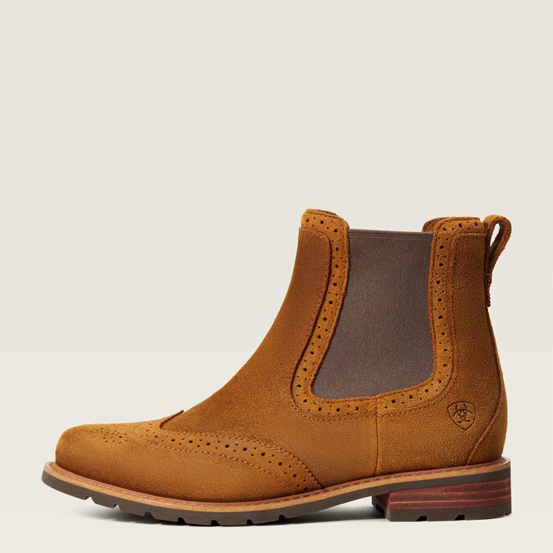 Ariat Wexford Brogue Waterproof Chelsea Boot Weathered Honey Polska | FROUBQ-041