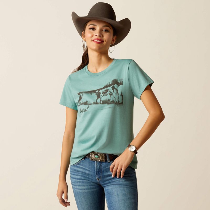 Ariat Wholesome Heffers T-Shirt Niebieskie Polska | MGIBQU-964