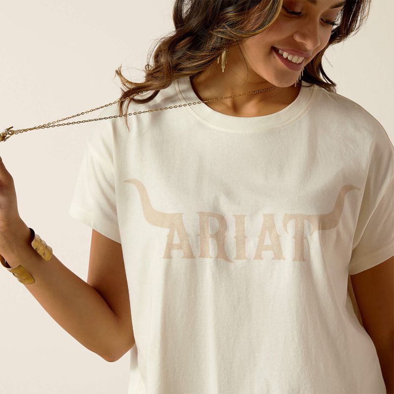 Ariat Wild Hat T-Shirt Coconut Milk Polska | URGBCM-432