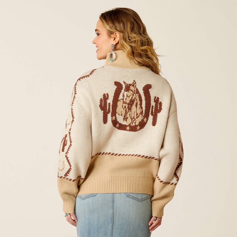 Ariat Wild West Sweater Kremowe Polska | ANOHJD-380