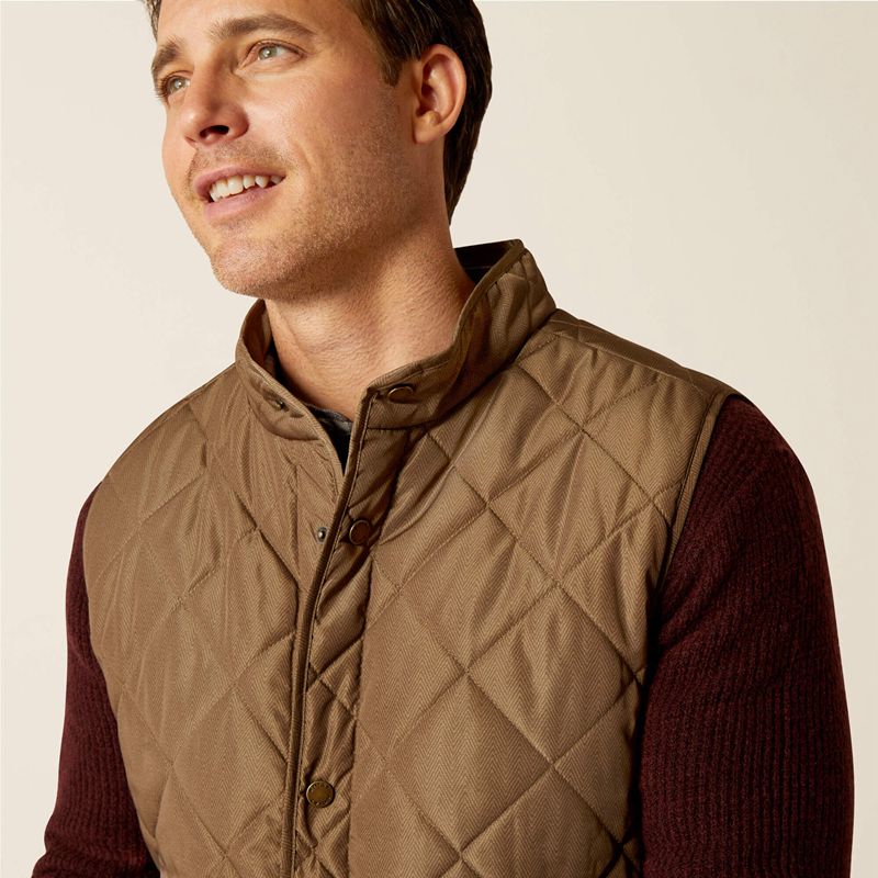 Ariat Woodside Vest Camel Herringbone Polska | HNVUTD-469