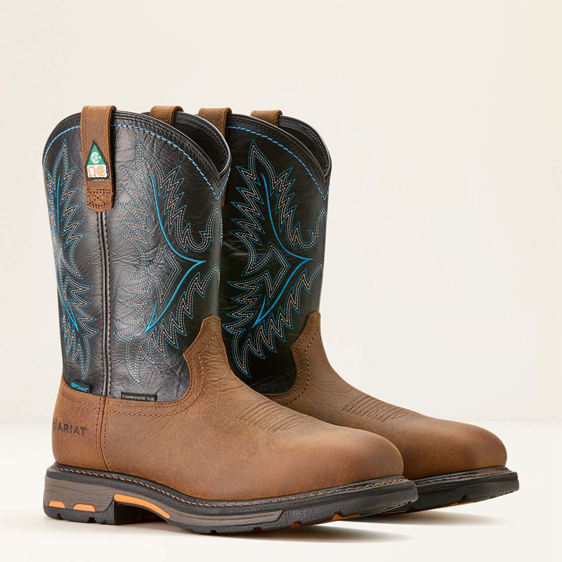 Ariat Workhog Csa Waterproof Composite Toe Work Boot Tumbled Bark/Twilight Polska | TNAZCO-640