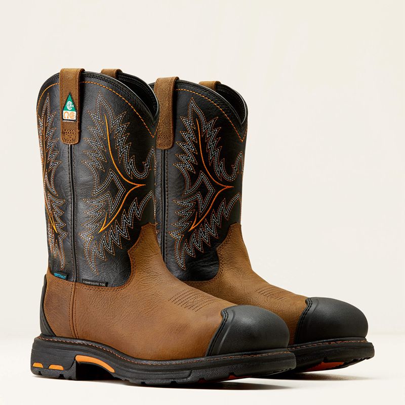 Ariat Workhog Csa Xtr Waterproof Composite Toe Work Boot Rye Brown/Black Polska | XTAFQI-217