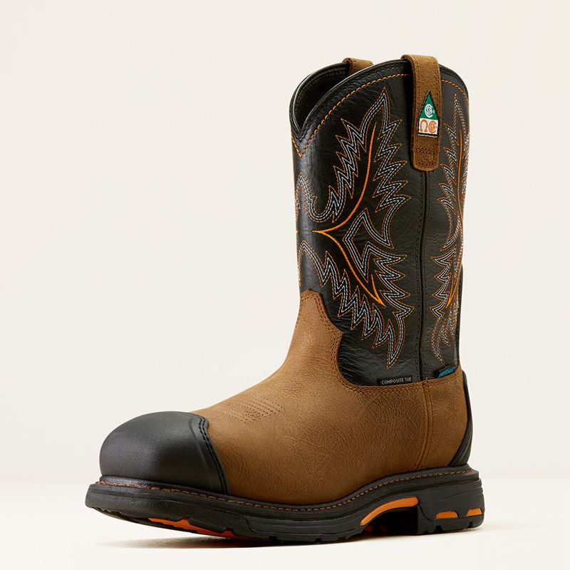 Ariat Workhog Csa Xtr Waterproof Composite Toe Work Boot Rye Brown/Black Polska | XTAFQI-217