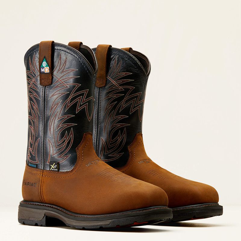 Ariat Workhog Metguard Csa Waterproof Composite Toe Work Boot Ciemny Niebieskie Polska | OCJFLZ-306