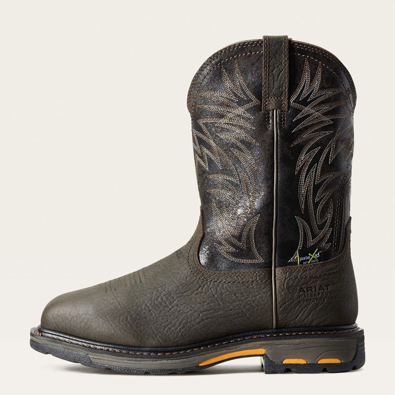 Ariat Workhog Wide Square Toe Metguard Waterproof Composite Toe Work Boot Brązowe Polska | WXYSHC-173