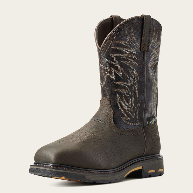 Ariat Workhog Wide Square Toe Metguard Waterproof Composite Toe Work Boot Brązowe Polska | WXYSHC-173