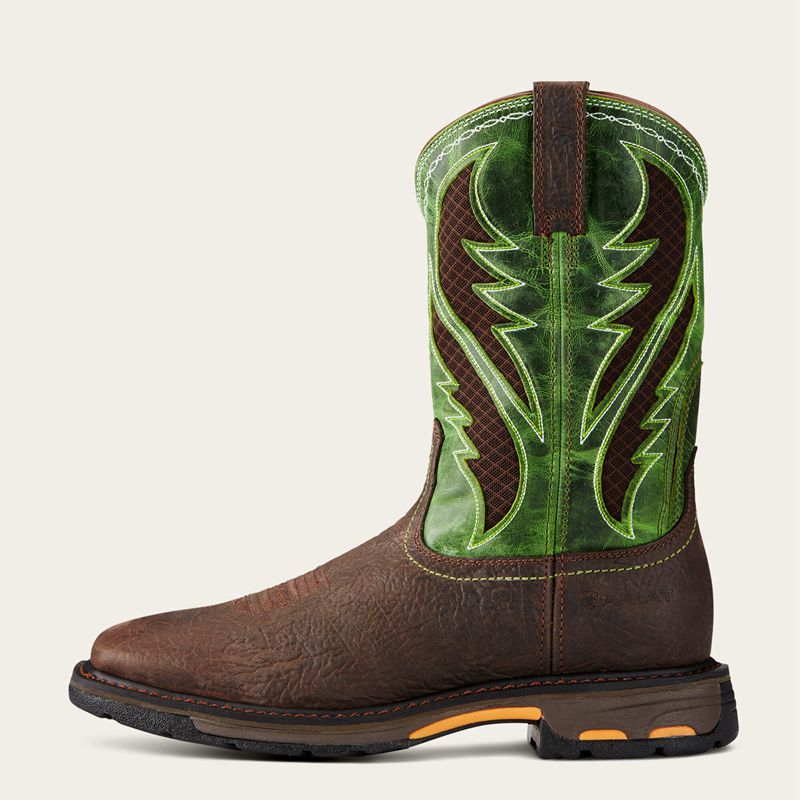 Ariat Workhog Wide Square Toe Venttek Work Boot Brązowe Polska | XIACLE-547