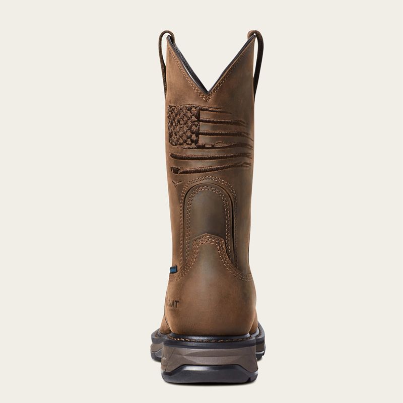 Ariat Workhog Xt Patriot Waterproof Carbon Toe Work Boot Brązowe Polska | CVPHGM-479