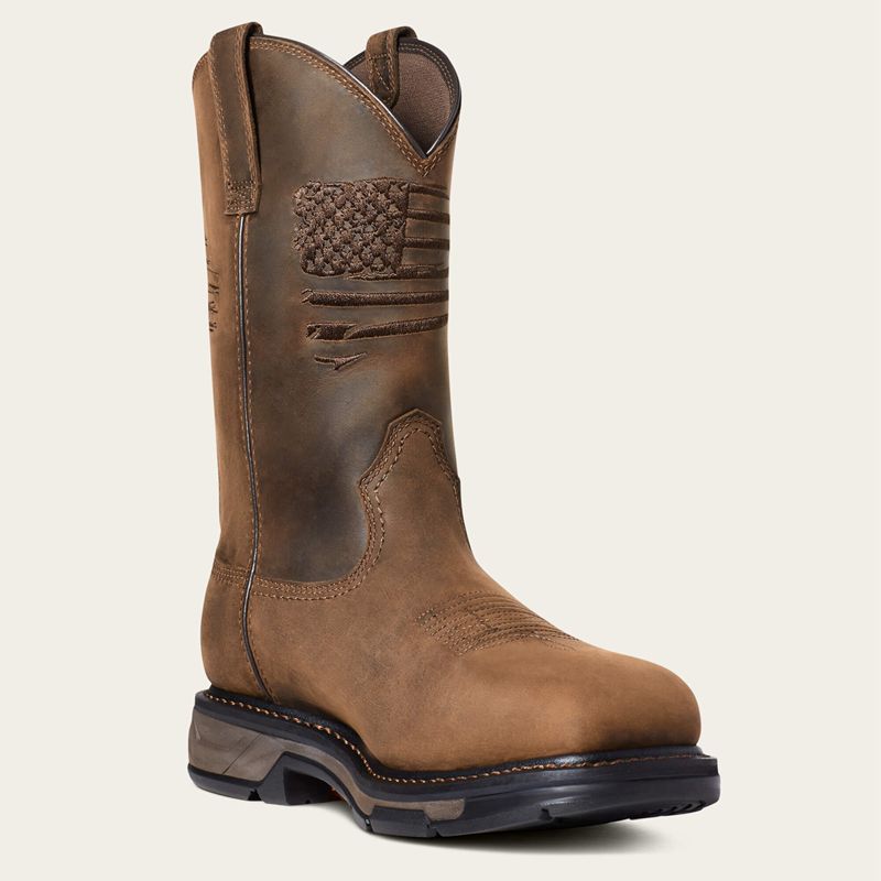 Ariat Workhog Xt Patriot Waterproof Carbon Toe Work Boot Brązowe Polska | CVPHGM-479