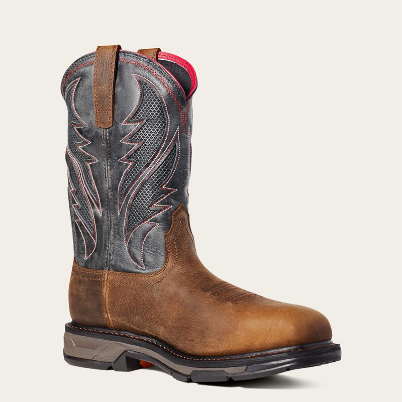 Ariat Workhog Xt Venttek Waterproof Carbon Toe Work Boot Brązowe Polska | TWPHDR-670