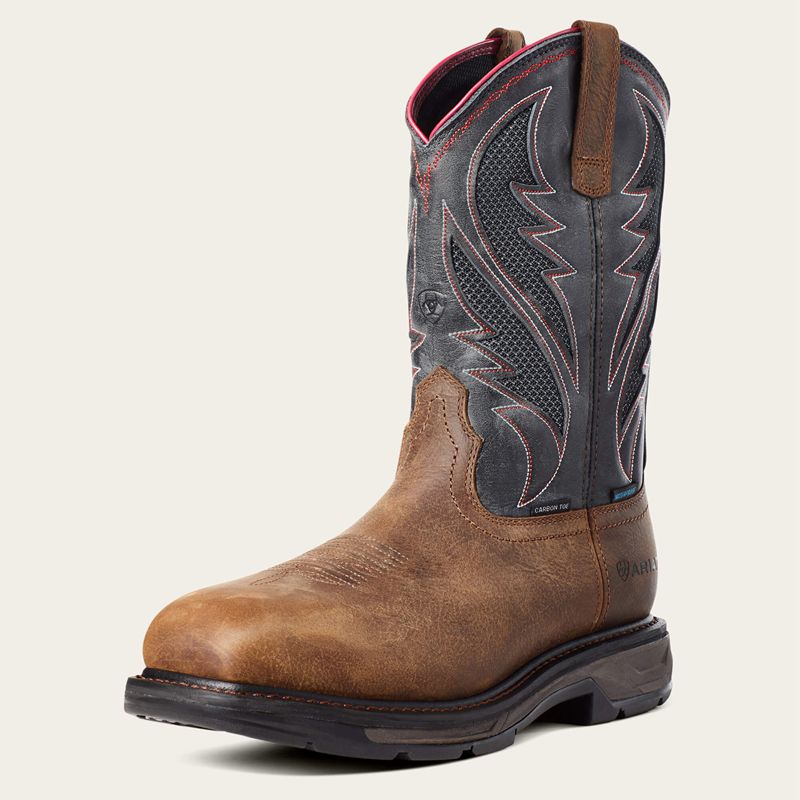 Ariat Workhog Xt Venttek Waterproof Carbon Toe Work Boot Brązowe Polska | TWPHDR-670