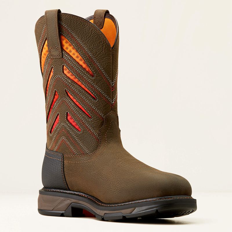 Ariat Workhog Xt Venttek Waterproof Carbon Toe Work Boot Iron Coffee/Sunset Polska | KHQFZD-570