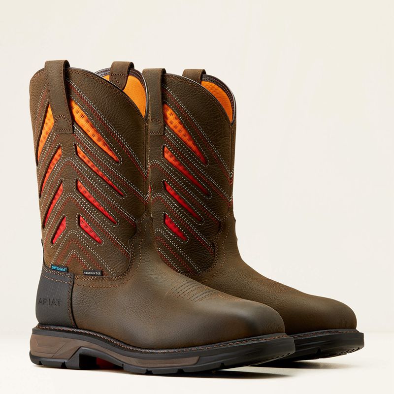 Ariat Workhog Xt Venttek Waterproof Carbon Toe Work Boot Iron Coffee/Sunset Polska | KHQFZD-570