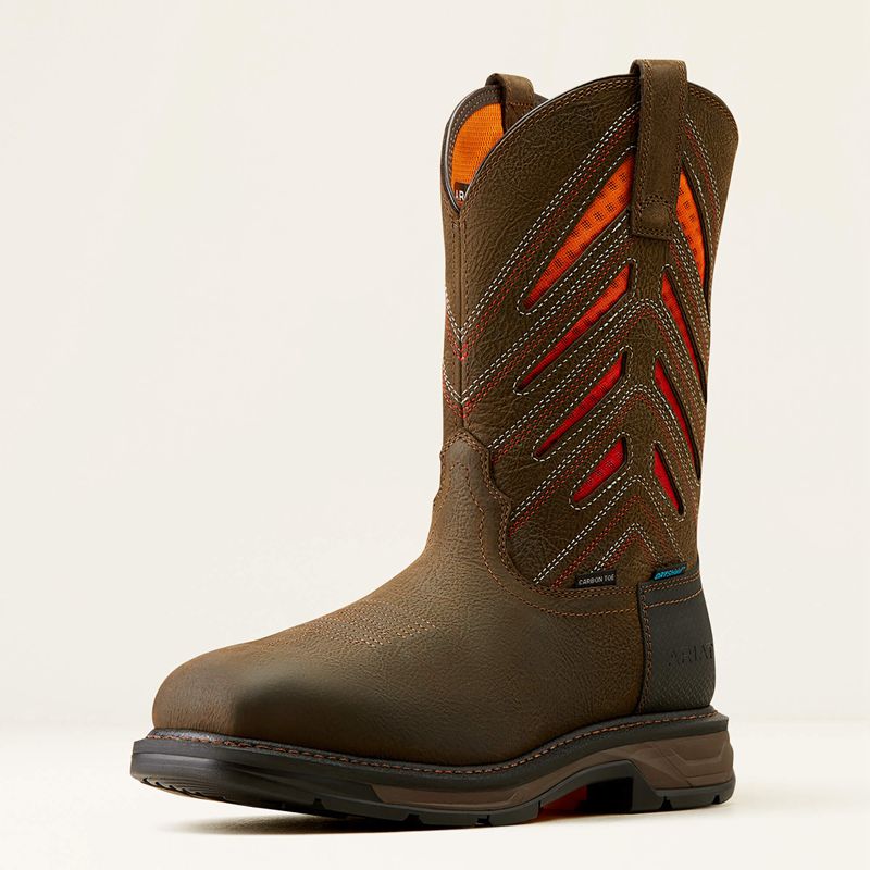 Ariat Workhog Xt Venttek Waterproof Carbon Toe Work Boot Iron Coffee/Sunset Polska | KHQFZD-570