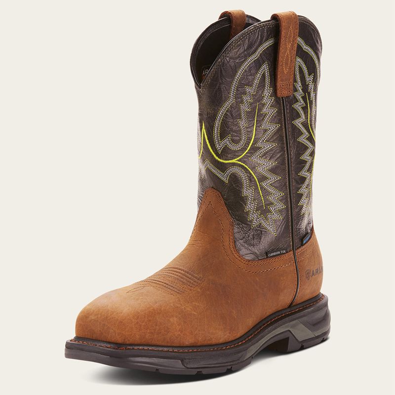 Ariat Workhog Xt Waterproof Carbon Toe Work Boot Tumbled Bark Polska | XGMVSB-286