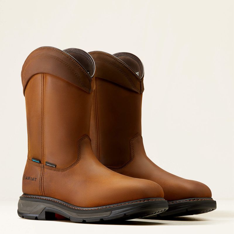 Ariat Workhog Xt Wellington Waterproof Carbon Toe Work Boot Brązowe Polska | ZPKISE-460