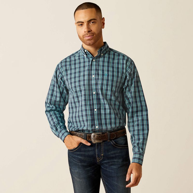 Ariat Wrinkle Free Gibson Classic Fit Shirt Ciemny Polska | PGJABF-315