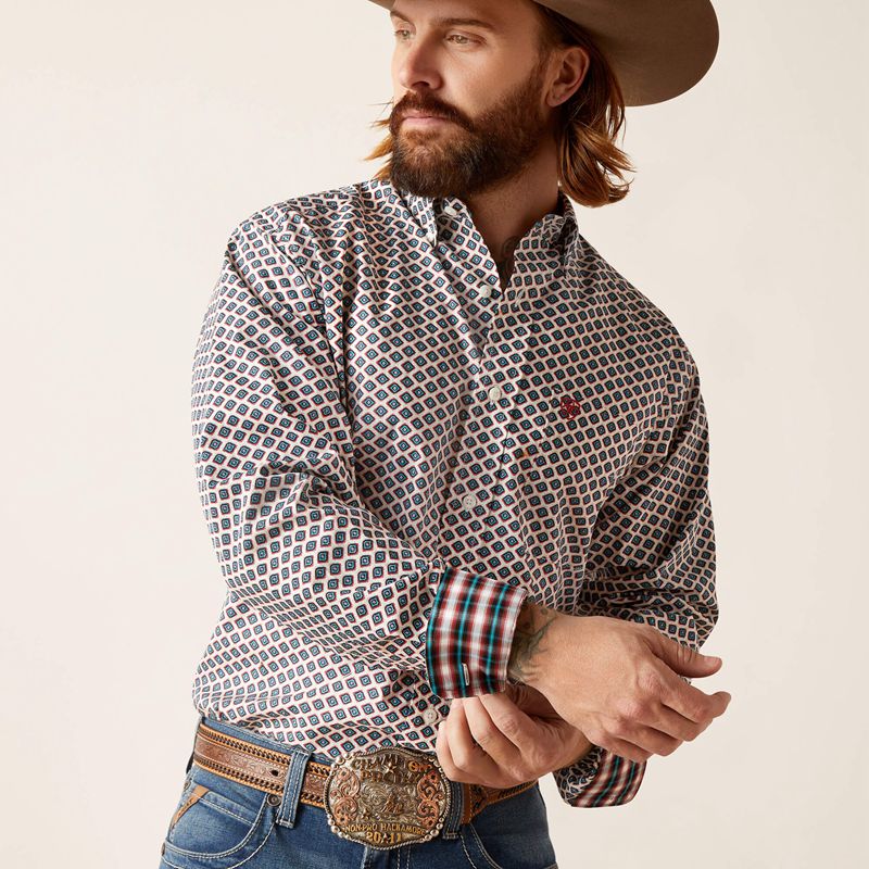 Ariat Wrinkle Free Grayden Classic Fit Shirt Białe Polska | KNGPTZ-097