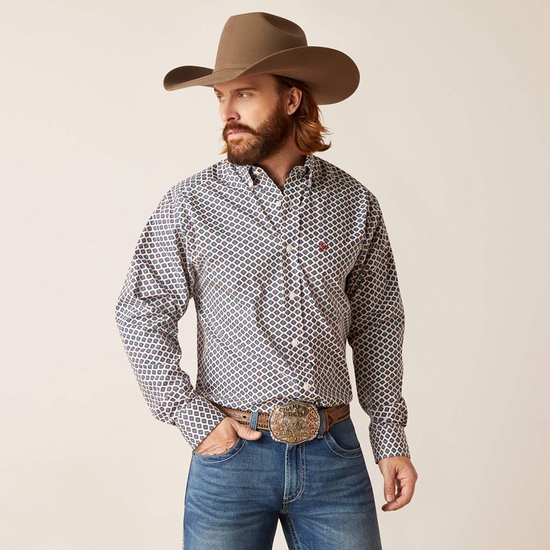 Ariat Wrinkle Free Grayden Classic Fit Shirt Białe Polska | KNGPTZ-097