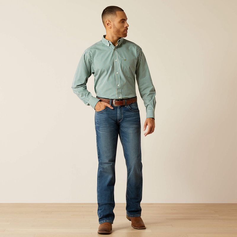 Ariat Wrinkle Free Gus Classic Fit Shirt Teal Polska | VHTPWZ-302