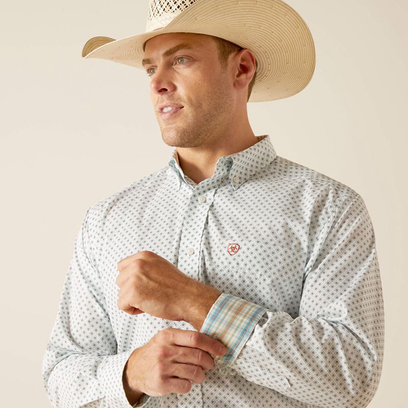 Ariat Wrinkle Free Irving Classic Fit Shirt Białe Polska | QTCHBN-532