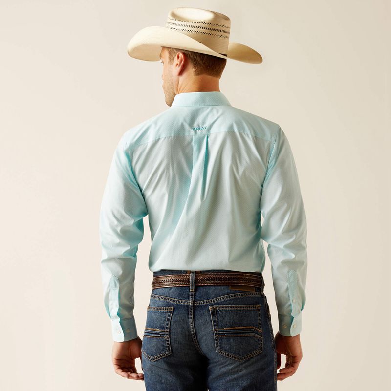 Ariat Wrinkle Free Shepard Fitted Shirt Niebieskie Polska | YVMRDO-419