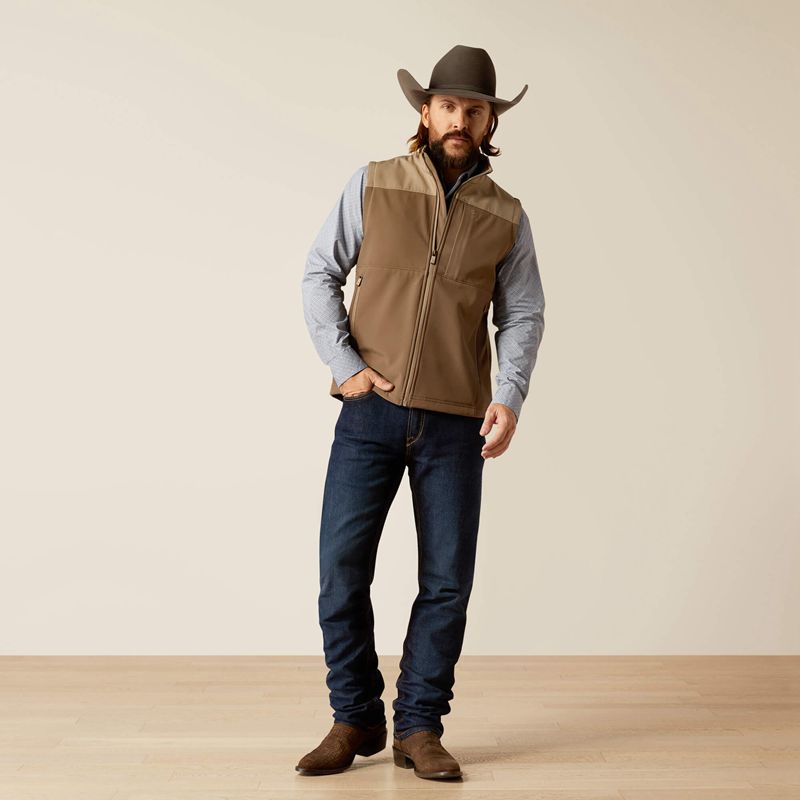 Ariat Wyatt Softshell Vest Major Brown/Brindle Polska | KMWORX-623