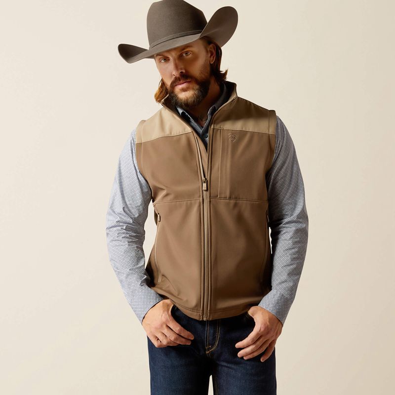 Ariat Wyatt Softshell Vest Major Brown/Brindle Polska | KMWORX-623